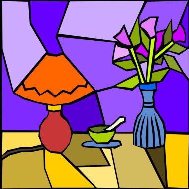 Lamp and flowers clipart