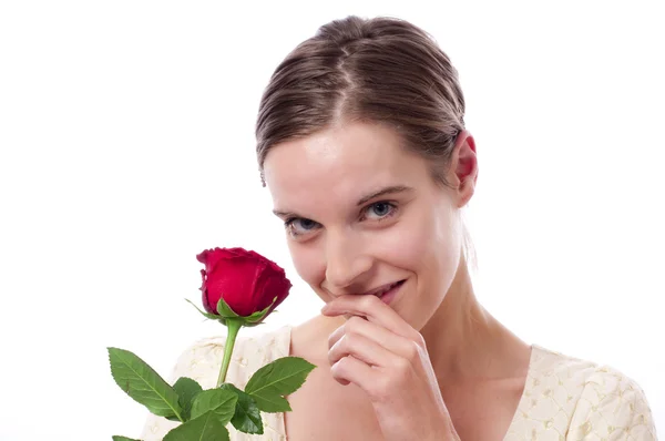 Yound woman with a red rose Royalty Free Stock Photos