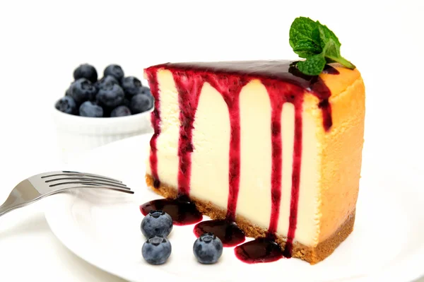 芝士蛋糕和蓝莓 — 图库照片