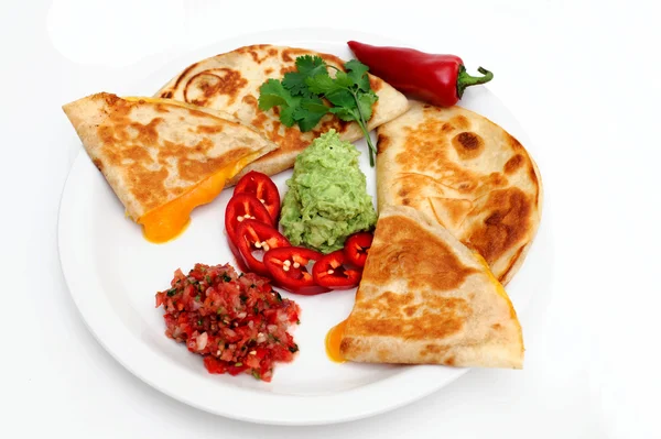 Salsa guacamole ve quesadilla — Stok fotoğraf