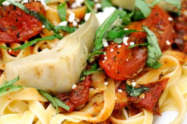 Fettuccini With Roasted Tomato And Basi clipart