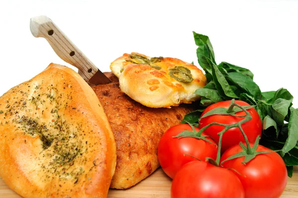 Zöldség gyógynövények és kenyér — Stock Fotó