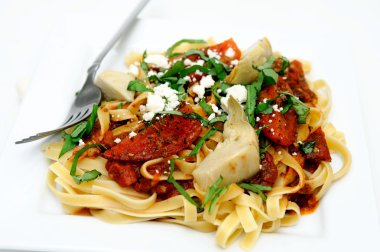 Fettuccine With Roasted Tomato And Basil clipart