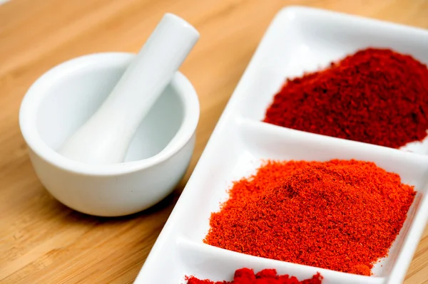 stock image Chili Powder With Mortar Pestle