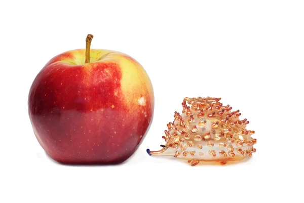Jeż i jabłko — Zdjęcie stockowe
