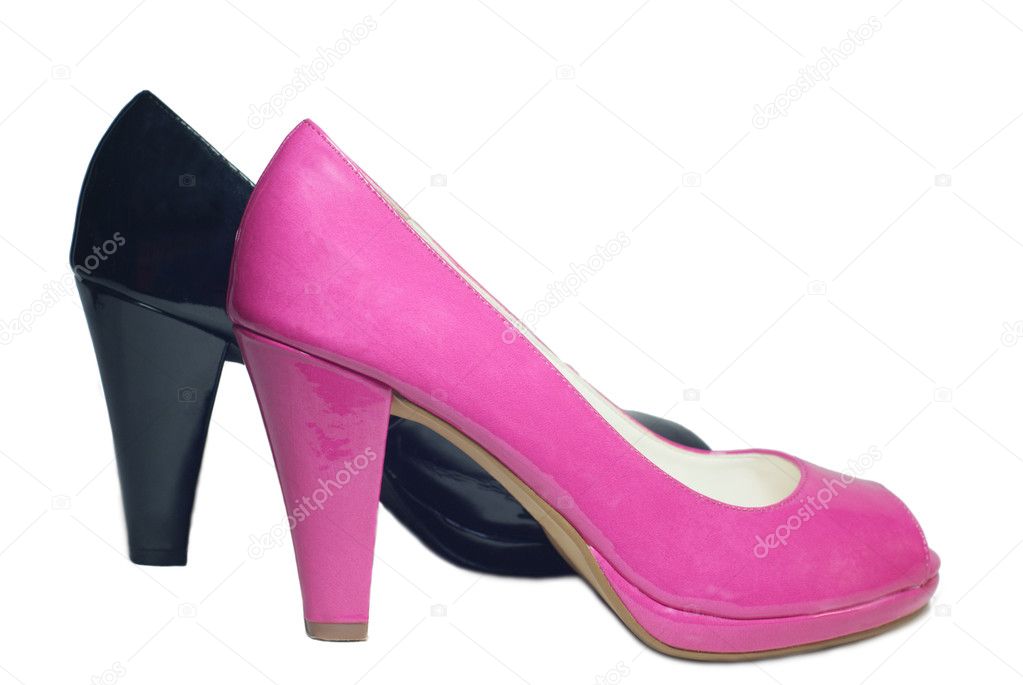Pair of pink and black shoes