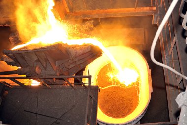 Molten hot steel pouring clipart