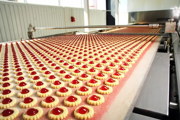 Produktion cookie i fabrik — Stockfoto