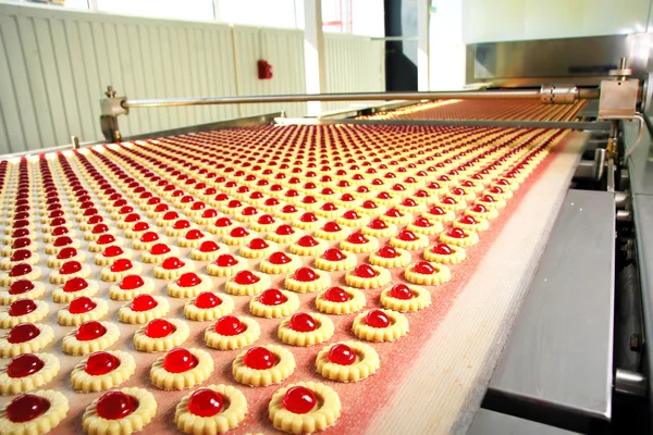 Производство печенья на заводе — стоковое фото