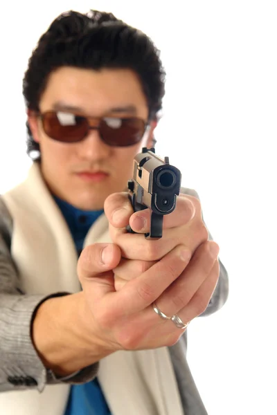 Muž s pistolí portrét — Stock fotografie