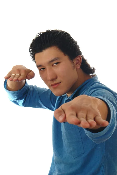 Asian man posing on a white — Stock Photo, Image