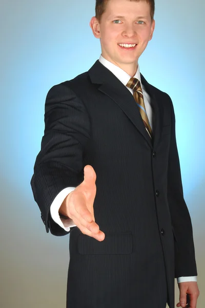 Jonge zakenman instellen een deal portret — Stockfoto