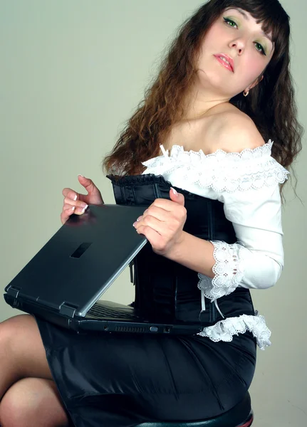 Seksi genç kadın iş portre ile — Stok fotoğraf