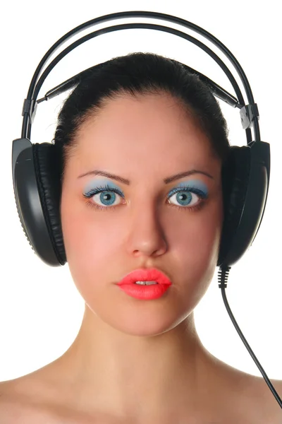 Glamour beauty woman in headphones portr — Stock Photo, Image