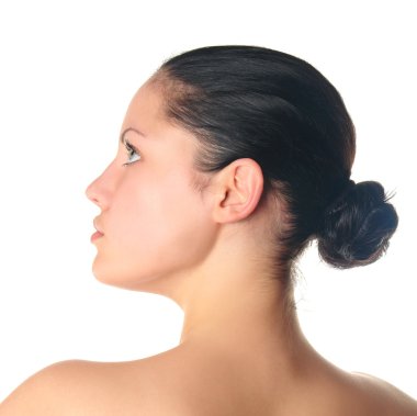 Young woman with tattoo profile portrait clipart