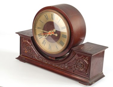 Brown old clock on a white clipart