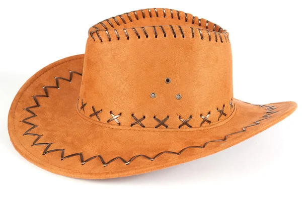 Sombrero vaquero marrón sobre un blanco — Foto de Stock