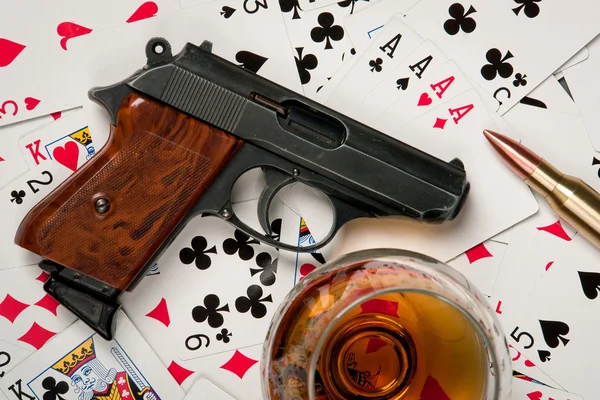 총 코냑과 카드 — 스톡 사진