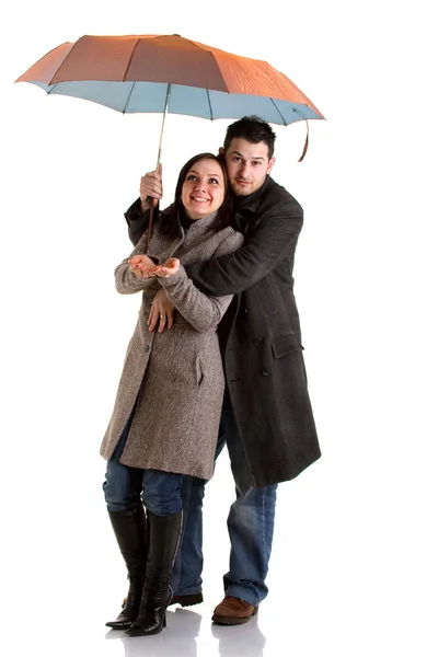 Coupple z parasolem — Zdjęcie stockowe