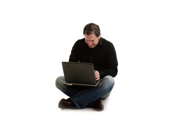 Menino com laptop — Fotografia de Stock