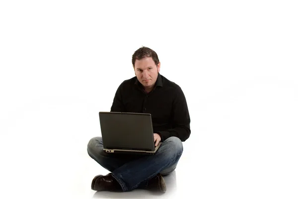 Menino com laptop — Fotografia de Stock