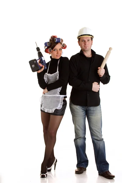 Housewife with Constructor — Stock Photo, Image