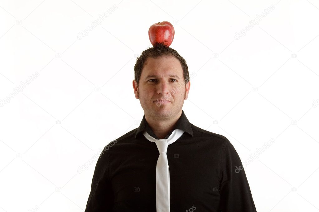 Boy with apple on the head