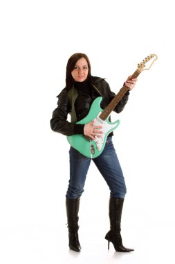 Girl with e-guitar clipart