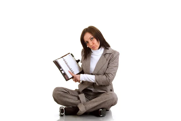 Geschäftsfrau mit Zeitschaltuhr — Stockfoto