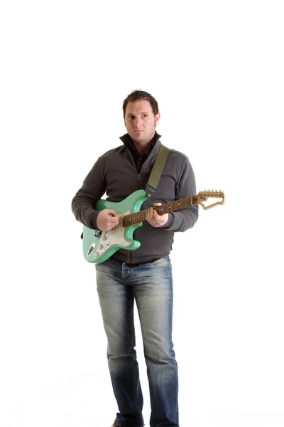 Рокерский мальчик с электронной гитарой — стоковое фото