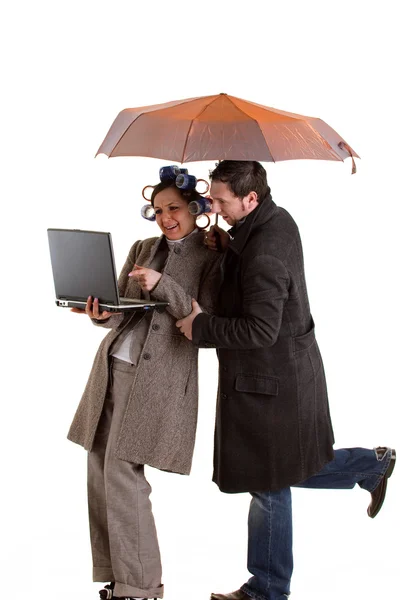Couplet avec parapluie — Photo