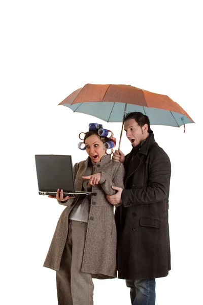 Coupple με ομπρέλα — Φωτογραφία Αρχείου