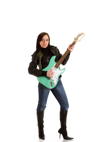 Girl with e-guitar — Stock Photo, Image