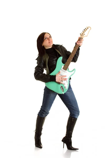 Девушка с электронной гитарой — стоковое фото