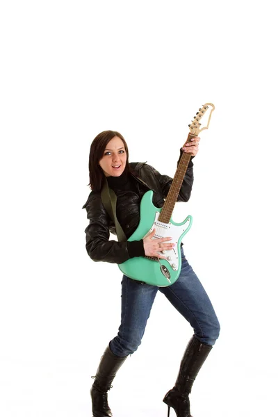 Девушка с электронной гитарой — стоковое фото