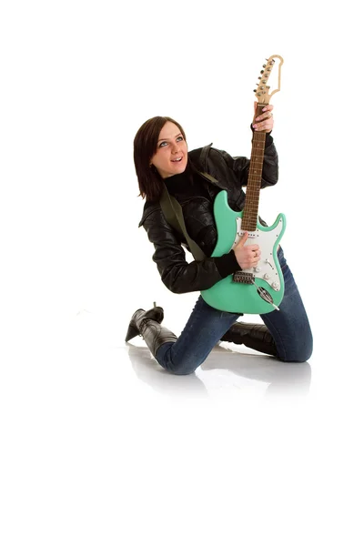 Menina com guitarra eletrônica — Fotografia de Stock