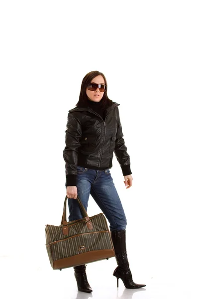 Dívka s taškou — Stock fotografie