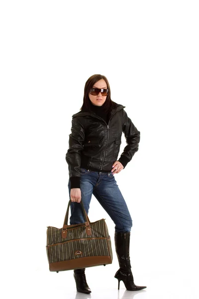 Chica con bolsa — Foto de Stock