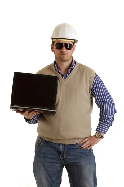 Constructeur avec ordinateur portable — Photo