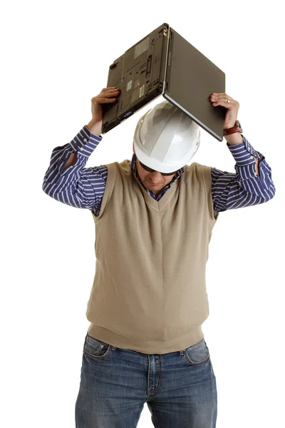 Constructeur avec ordinateur portable — Photo