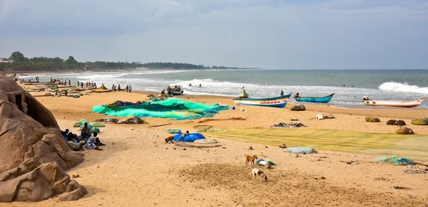 Scène de plage de Mahabalipuram — Photo