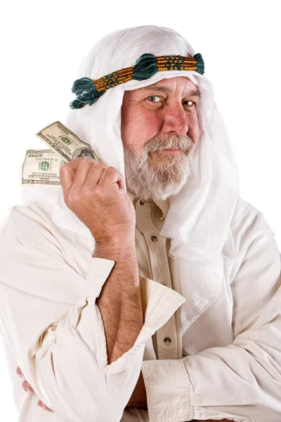 Арабский человек, держащий деньги — стоковое фото