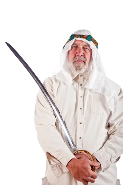 Arab Man Posing with a Sword — Stockfoto