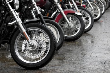 Row of motorcycles clipart