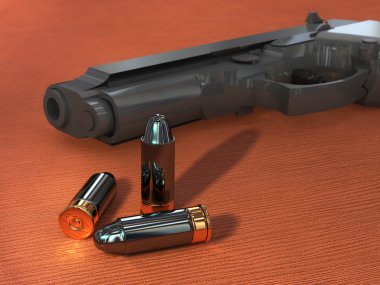 Some bullets and an handgun. clipart
