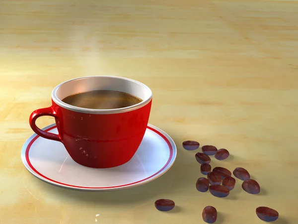 Taza de café y granos de café —  Fotos de Stock