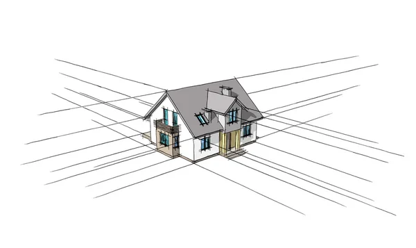 Desenho 3D da casa — Fotografia de Stock