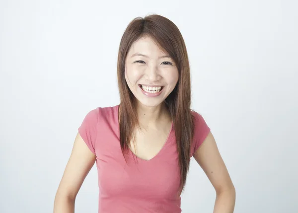 Portrét asian girl smát v radosti — Stock fotografie