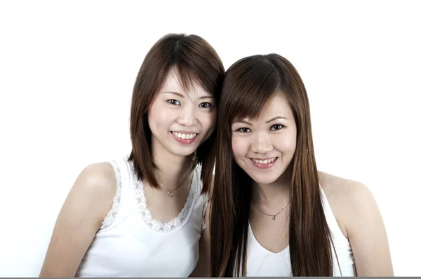 Wo cheerful Asian girls Royalty Free Stock Photos