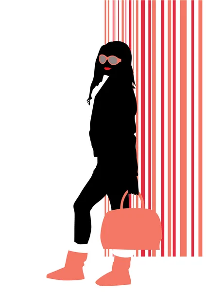 Menina com saco e óculos — Fotografia de Stock